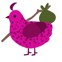 A fuchsia and wine chicken with a speckle pattern