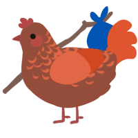 A russet and vermilion chicken with a half-lace pattern