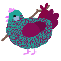 A turquoise and wine chicken with a double-lace pattern