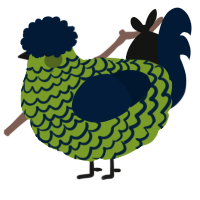 A chartreuse and tumblr chicken with a lace pattern