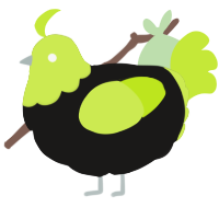 A sable and lime chicken with a head pattern