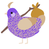 A blurple and beige chicken with a double-lace pattern