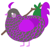 A grey and amethyst chicken with a lace pattern
