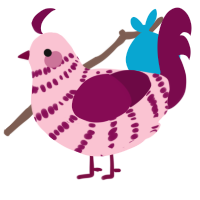 A rose and wine chicken with a bar pattern