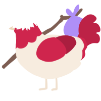 A cream and crimson chicken with a head pattern
