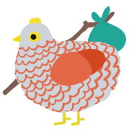 A mist and vermilion chicken with a lace pattern