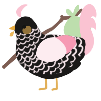 A sable and rose chicken with a lace pattern