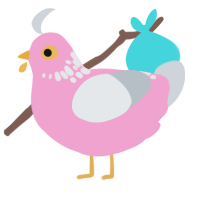 A pink and mist chicken with a neck-speckle pattern