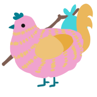 A pink and honey chicken with a bar pattern