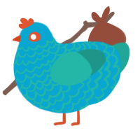 A cerulean and turquoise chicken with a lace pattern