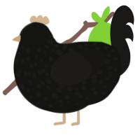 Ate Cement When 6, a black and sable chicken with a speckle pattern