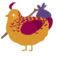 A orange and maroon chicken with a half-lace pattern