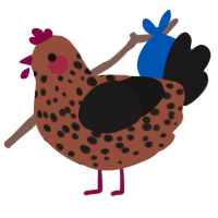 Calli, a russet and sable chicken with a speckle pattern