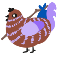 A russet and lilac chicken with a bar pattern