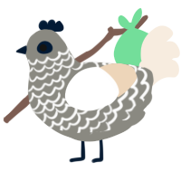 A ash and cream chicken with a lace pattern
