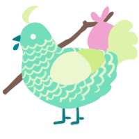 A mint and apple chicken with a lace pattern