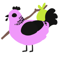 A lavender and black chicken with a neck-band pattern