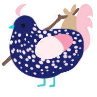 Slush Soda, a navy and rose chicken with a speckle pattern
