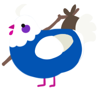A ultramarine and white chicken with a head pattern