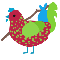 Strawberry Skies, a crimson and grass chicken with a speckle pattern