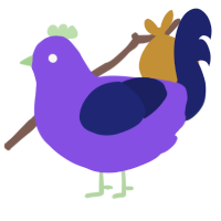 A blurple and navy chicken