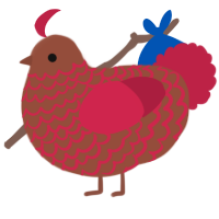A russet and crimson chicken with a lace pattern