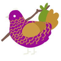 A plum and gold chicken with a lace pattern