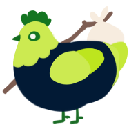 A tumblr and lime chicken with a head pattern