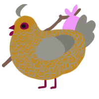 A ochre and ash chicken with a double-lace pattern
