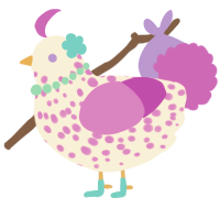 A cream and orchid chicken with a speckle pattern