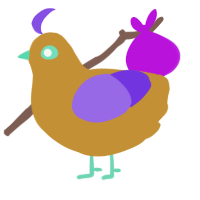 A gold and blurple chicken
