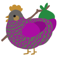 A grey and plum chicken with a lace pattern