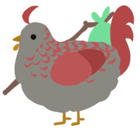 A ash and red chicken with a half-lace pattern