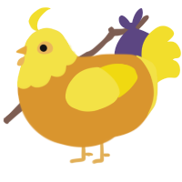 A orange and yellow chicken with a head pattern
