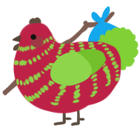 A crimson and grass chicken with a bar pattern