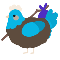 A bark and cerulean chicken with a head pattern