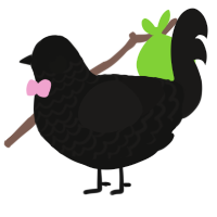 A black and sable chicken with a lace pattern