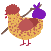 A honey and red chicken with a speckle pattern