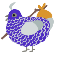 A indigo and silver chicken with a lace pattern