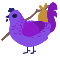 Welchers, a blurple and violet chicken with a half-lace pattern