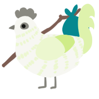 A white and apple chicken with a bar pattern