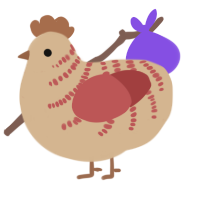 A beige and red chicken with a half-bar pattern