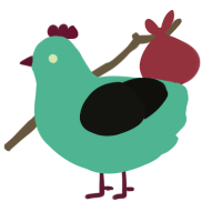 Swamp Creature, a aqua and black chicken