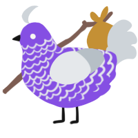 A blurple and mist chicken with a lace pattern