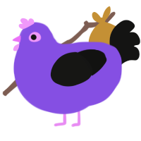 A blurple and black chicken