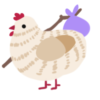 A cream and beige chicken with a bar pattern