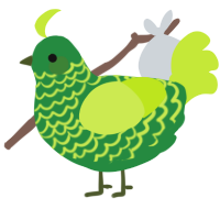 A viridian and lime chicken with a lace pattern