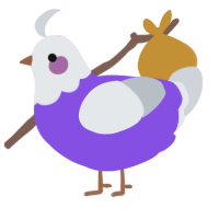 A blurple and mist chicken with a head pattern