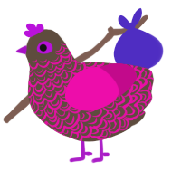 A bark and fuchsia chicken with a double-lace pattern