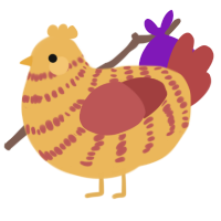 A honey and red chicken with a bar pattern